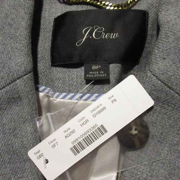 NWT J.Crew Petite Wrap Coat in Heather Gray Double-serge Wool 8P - Picture 5 of 8